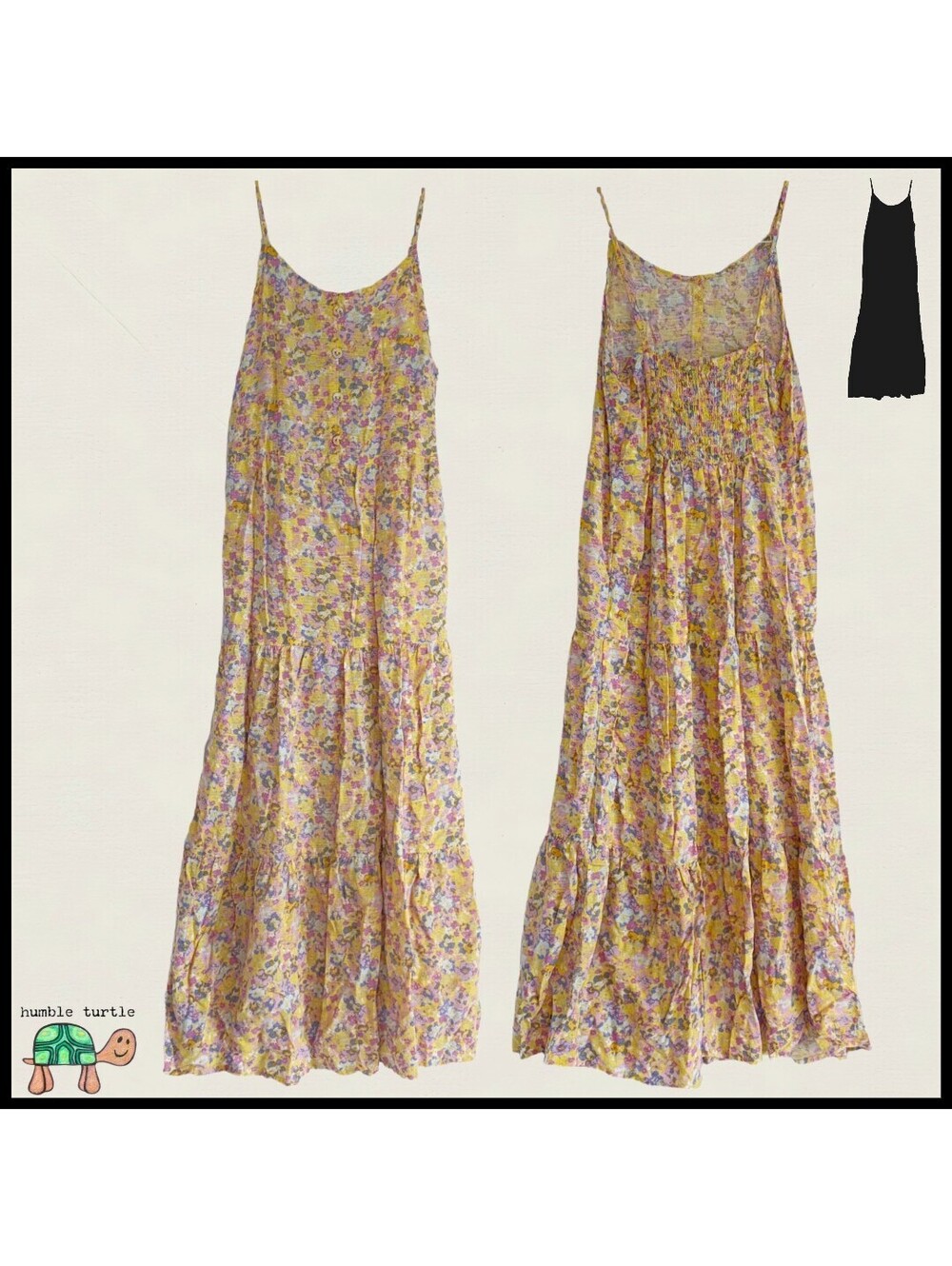 Art Class Yellow Floral Print Tiered Maxi Dress Size M 7/8